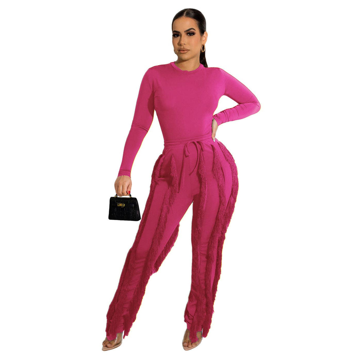 MB FASHION Long-Sleeve Fringe Top and Pants Set 223LY