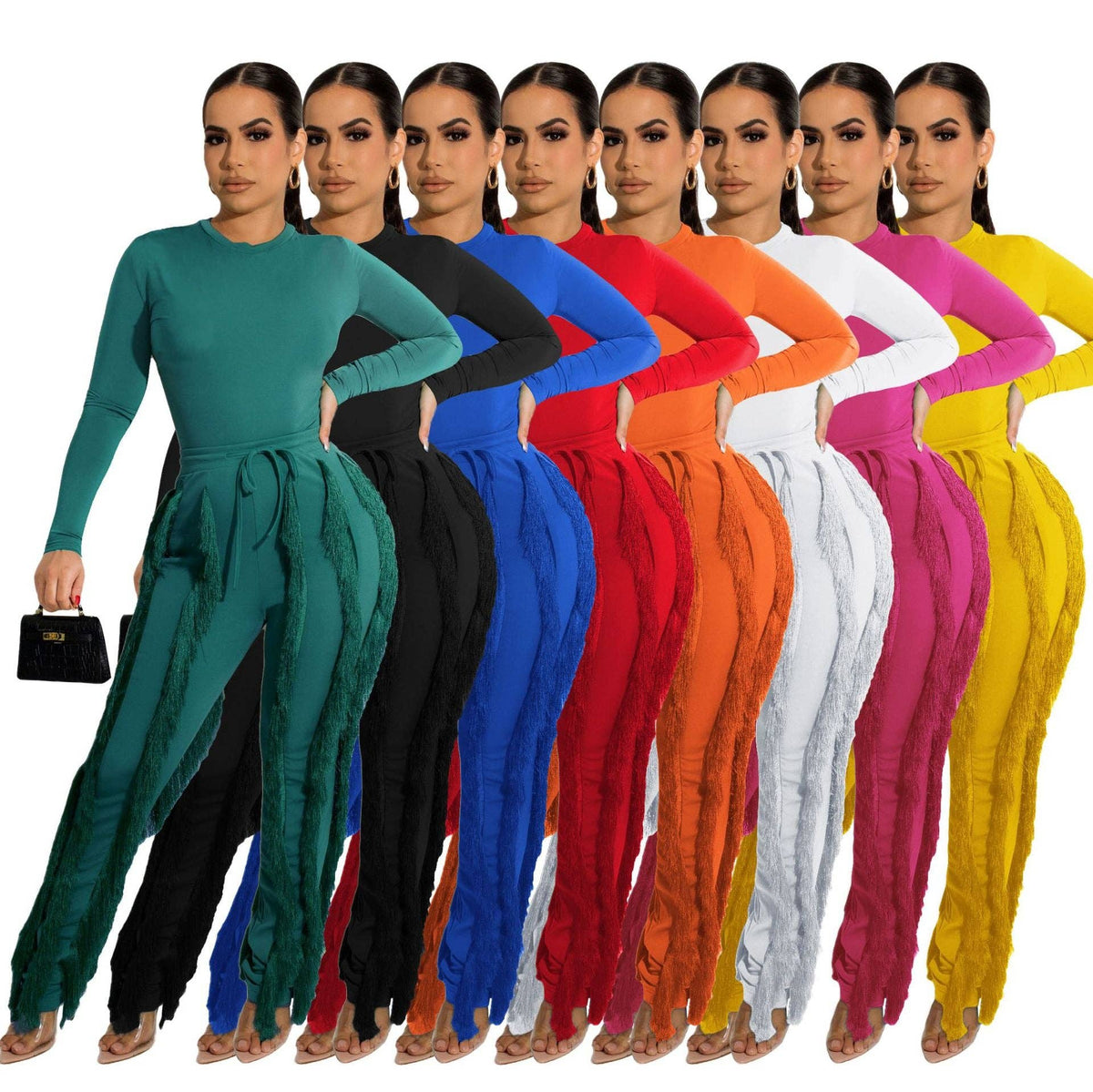 MB FASHION Long-Sleeve Fringe Top and Pants Set 223LY