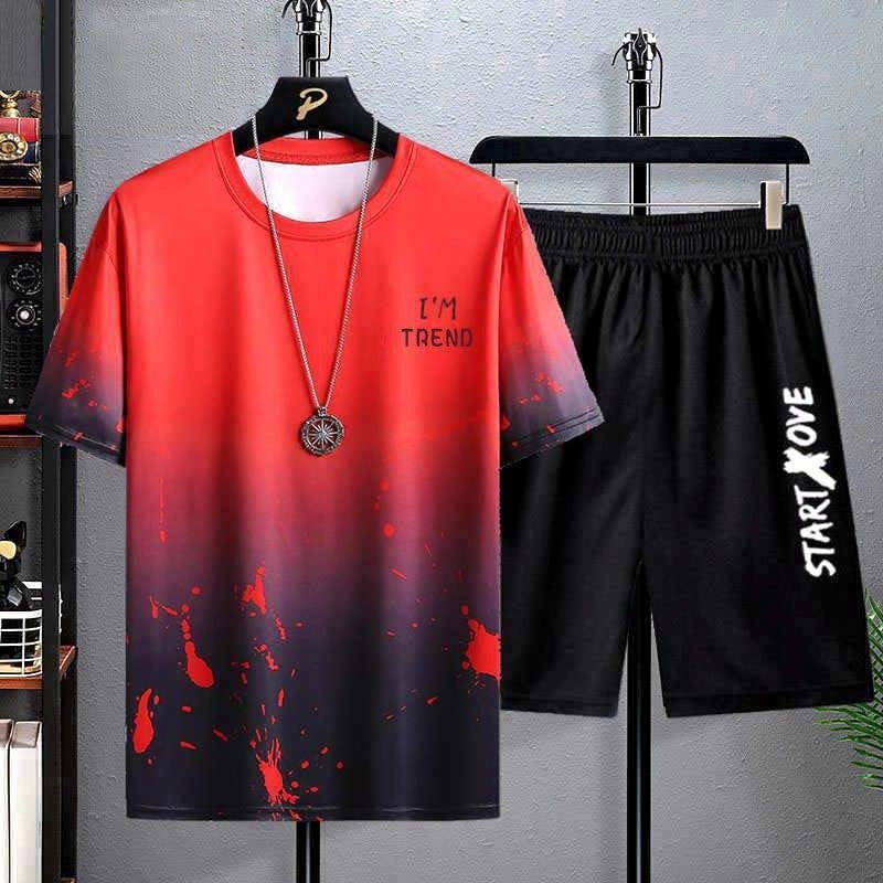 Men's Casual Sportswear Set  Summer Shorts Loose Fit T-Shirt