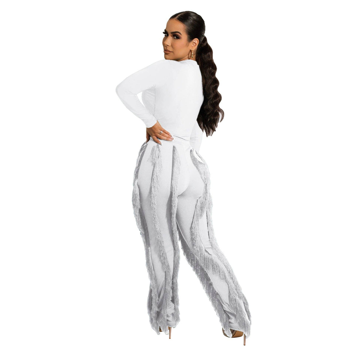 MB FASHION Long-Sleeve Fringe Top and Pants Set 223LY