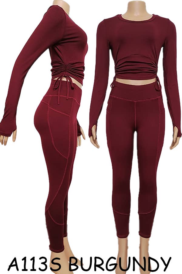 A113S SPORTS YOGA POCKET LEGGINGS TOPS SETS MIX SIZES 12PCS