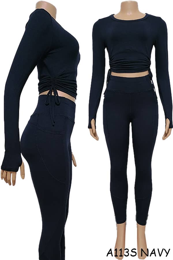 A113S SPORTS YOGA POCKET LEGGINGS TOPS SETS MIX SIZES 12PCS