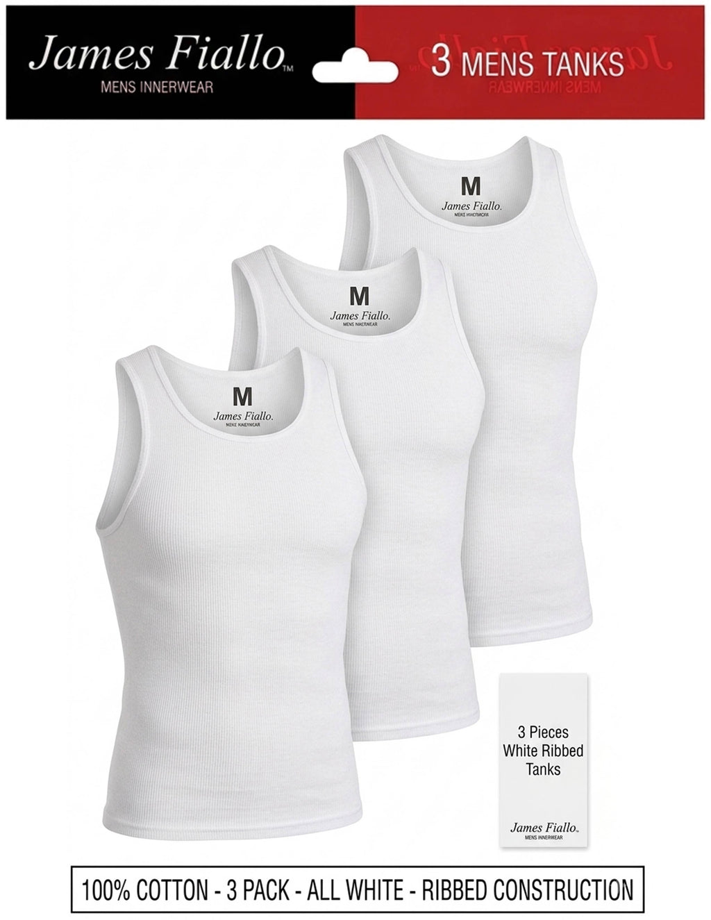 Men's James Fiallo 3 Pack Cotton A-Shirt Tank