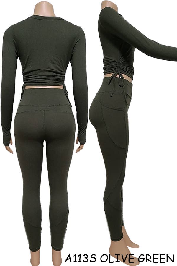 A113S SPORTS YOGA POCKET LEGGINGS TOPS SETS MIX SIZES 12PCS