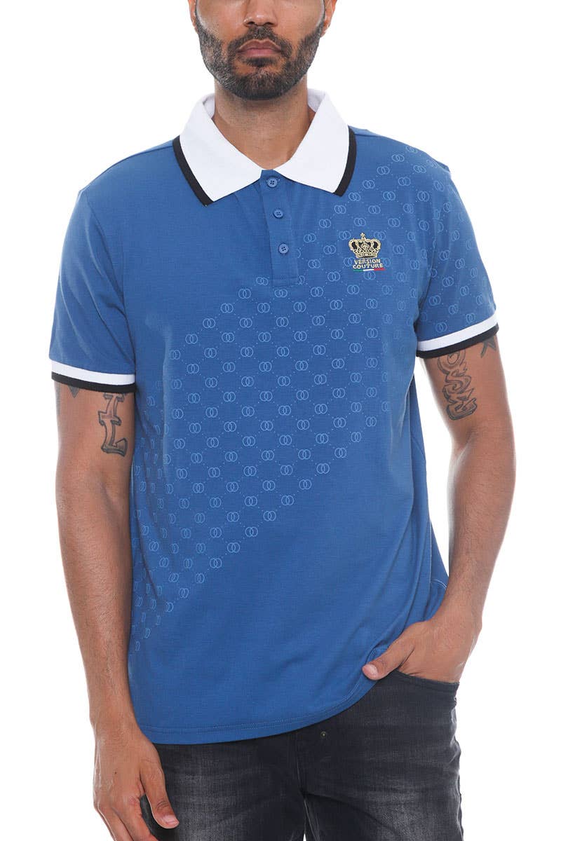 Version Couture Print Polo Button Down Shirt BP006