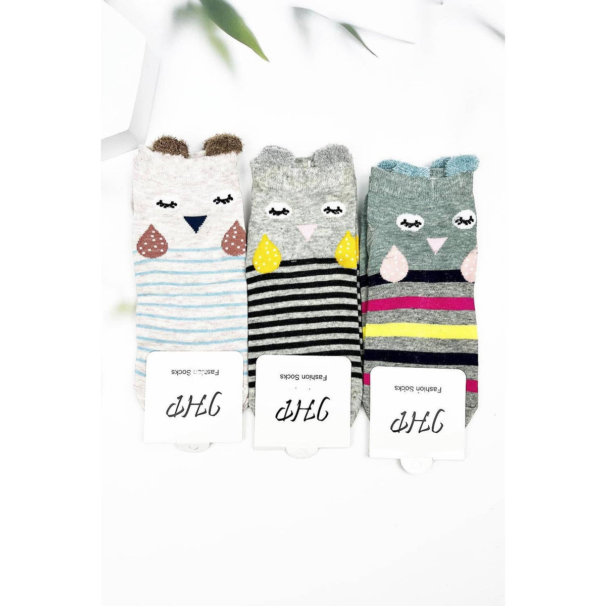 ANIMAL WITH STRIPES PRINT KIDS ANKLE SOCKS