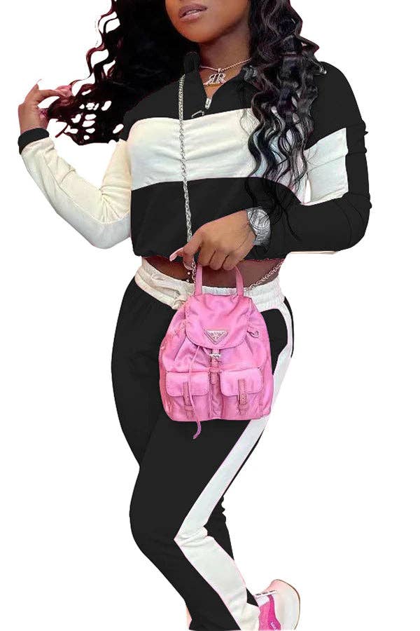 MB FASHION Two-Piece Color Block Tracksuit 6603R