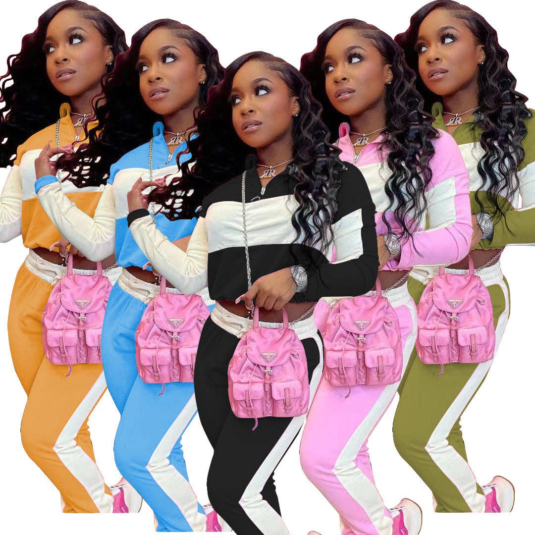 MB FASHION Two-Piece Color Block Tracksuit 6603R
