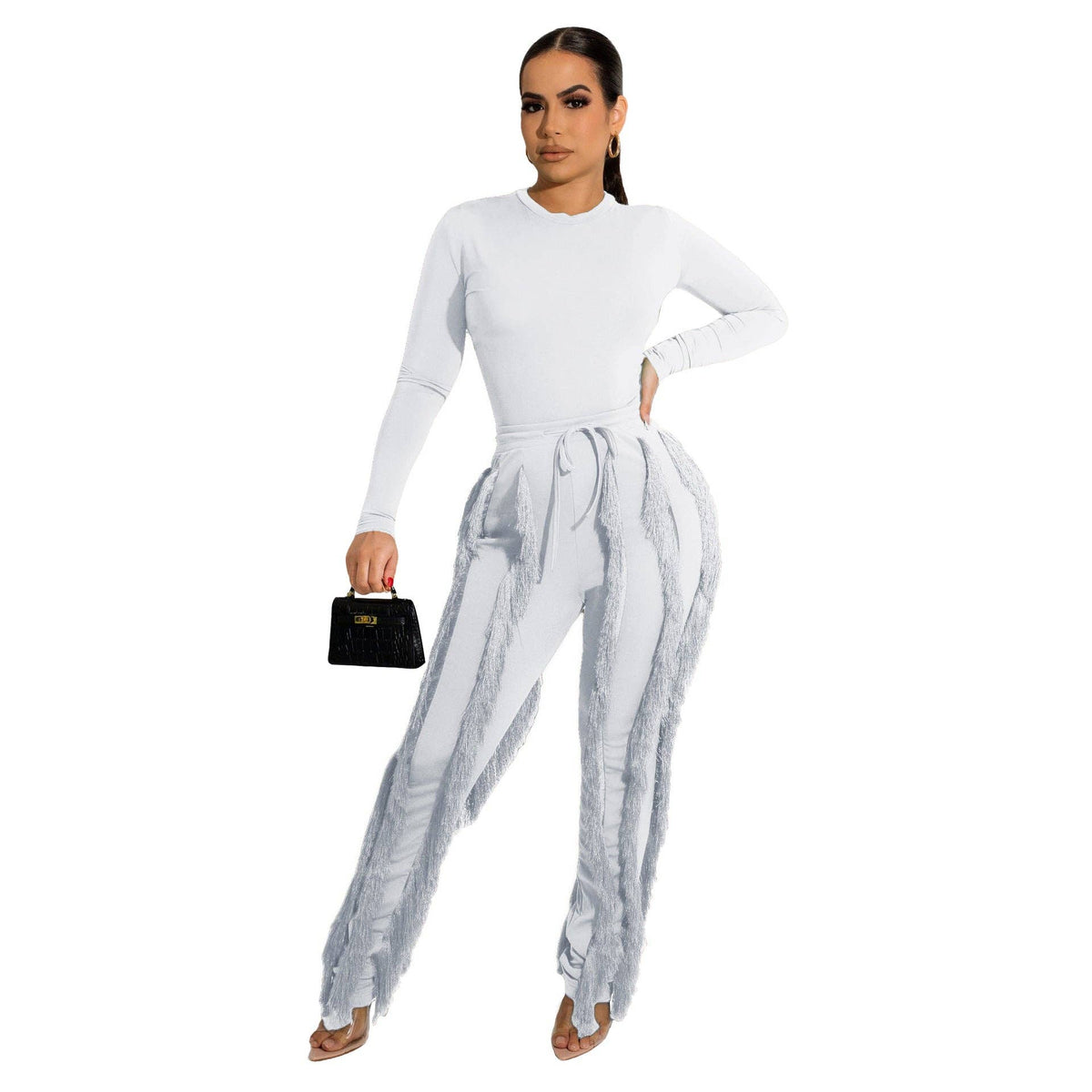 MB FASHION Long-Sleeve Fringe Top and Pants Set 223LY