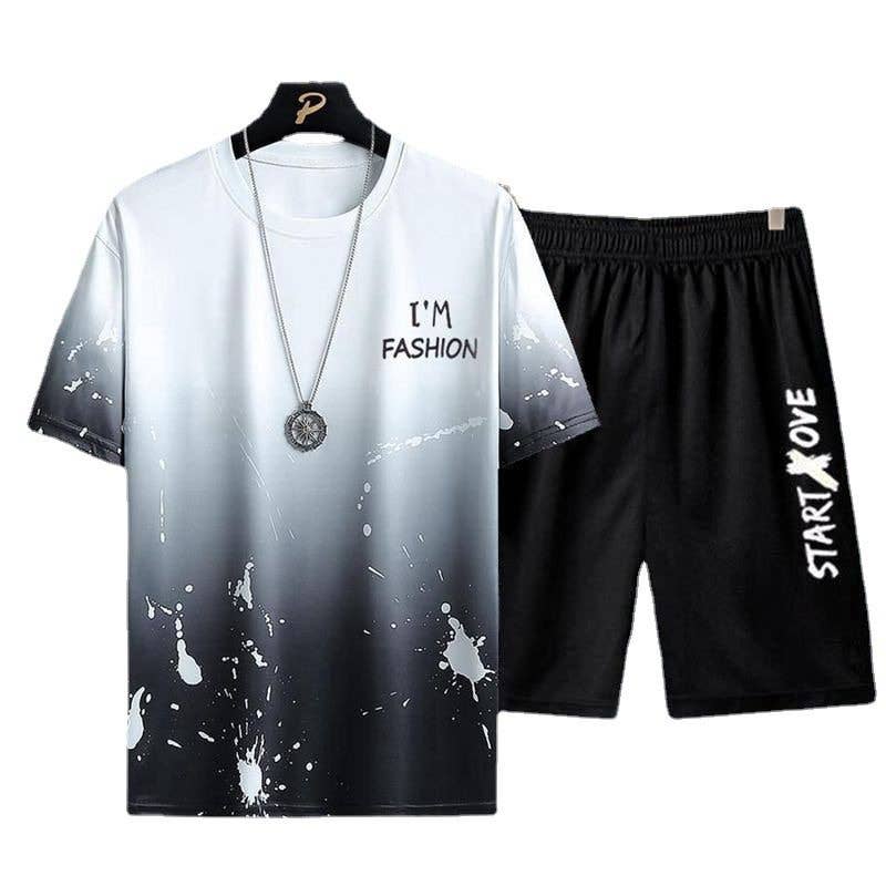 Men's Casual Sportswear Set  Summer Shorts Loose Fit T-Shirt
