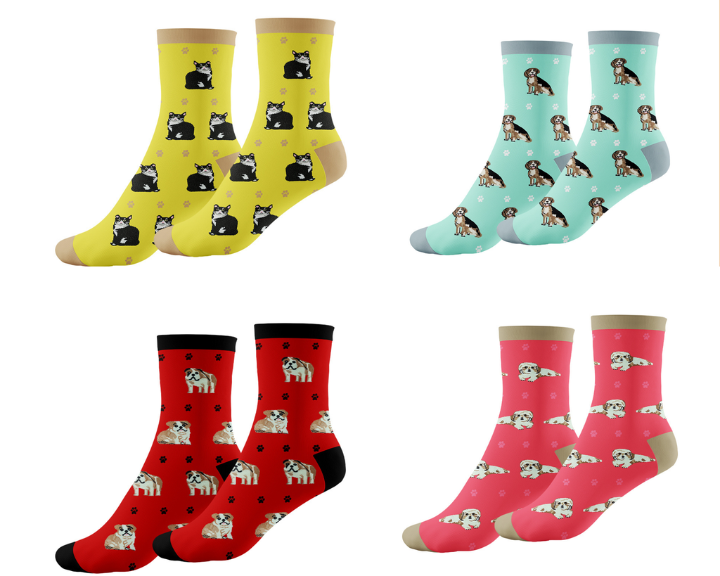 Pet Lovers Crew Unisex Socks - Novelty Socks - Dog Cat Socks
