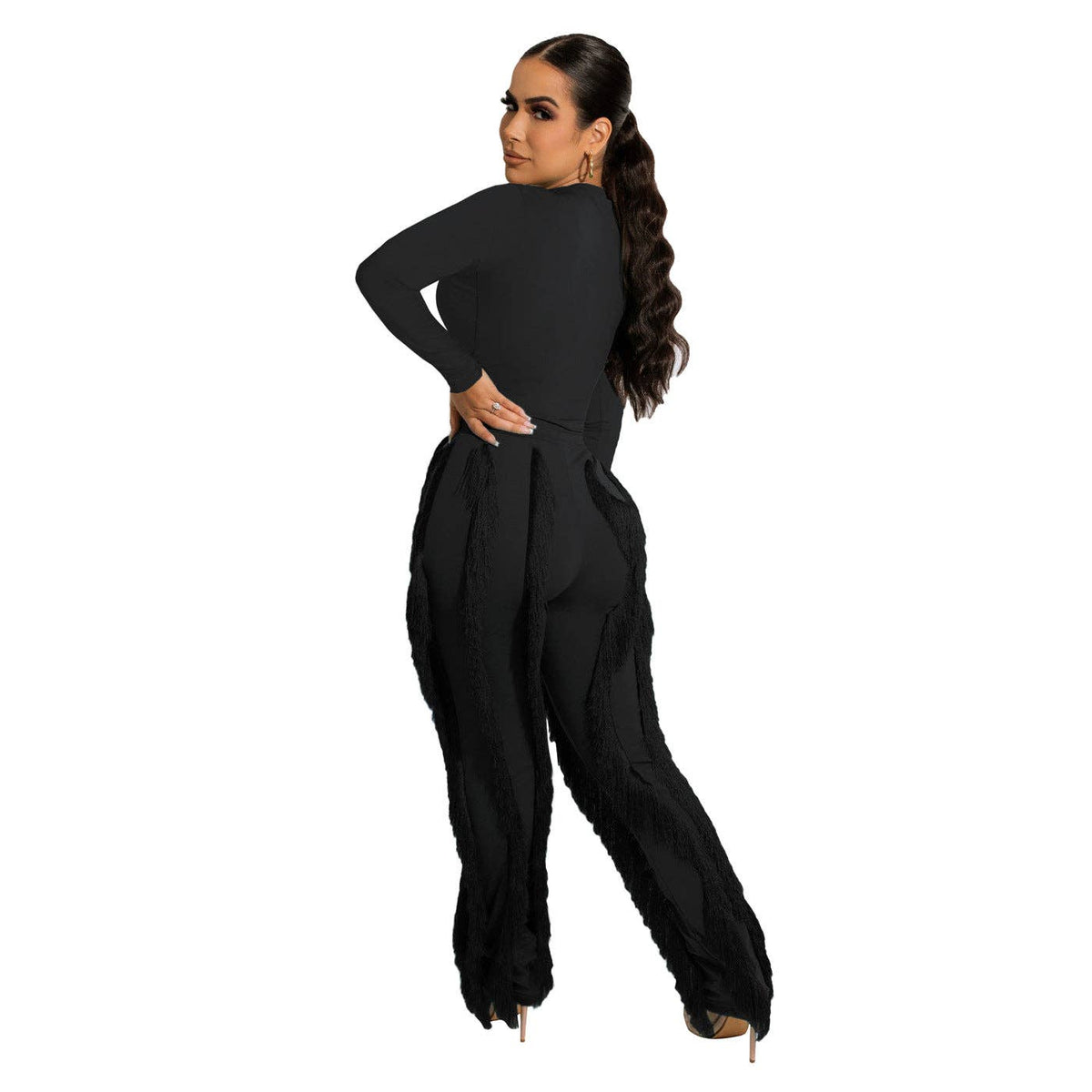 MB FASHION Long-Sleeve Fringe Top and Pants Set 223LY