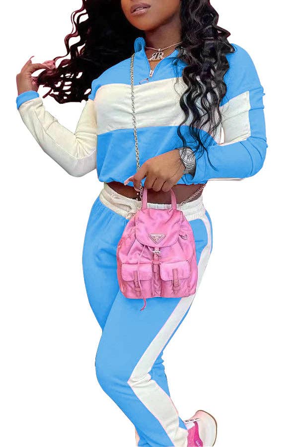 MB FASHION Two-Piece Color Block Tracksuit 6603R