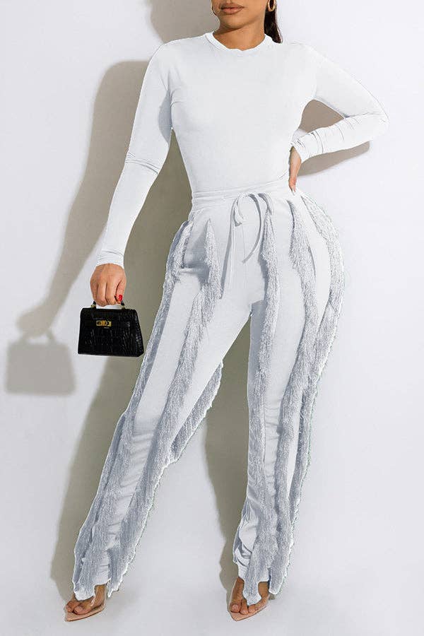 MB FASHION Long-Sleeve Fringe Top and Pants Set 223LY