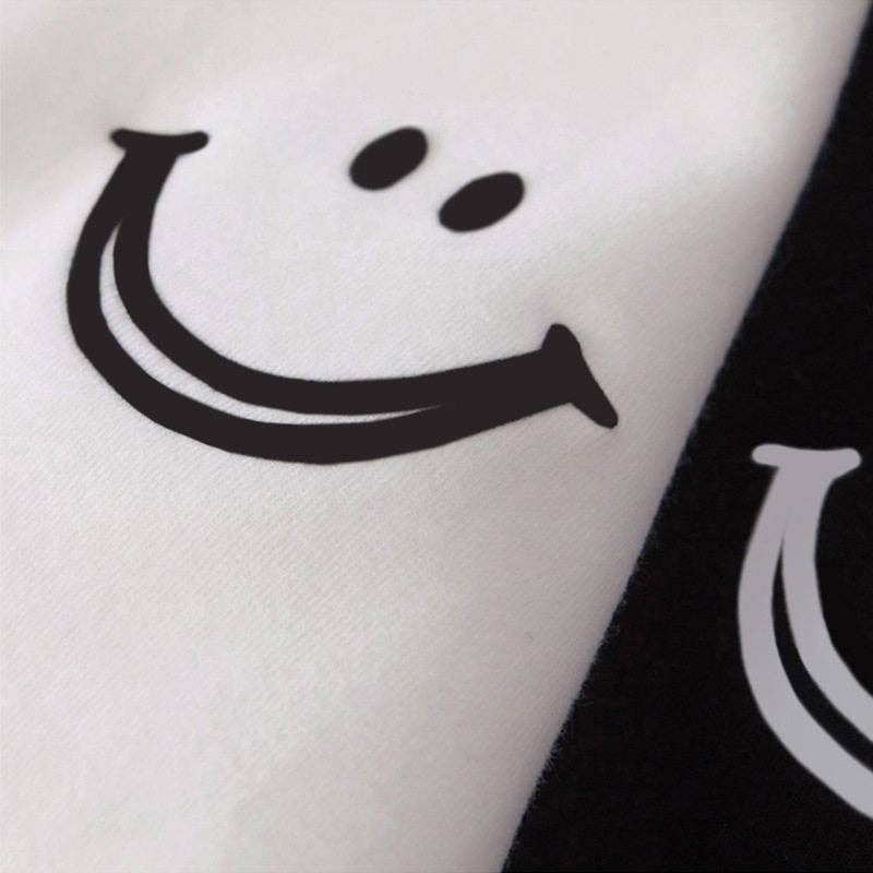 Women's Loose Smiley Embroidered Short Sleeve T-Shirt