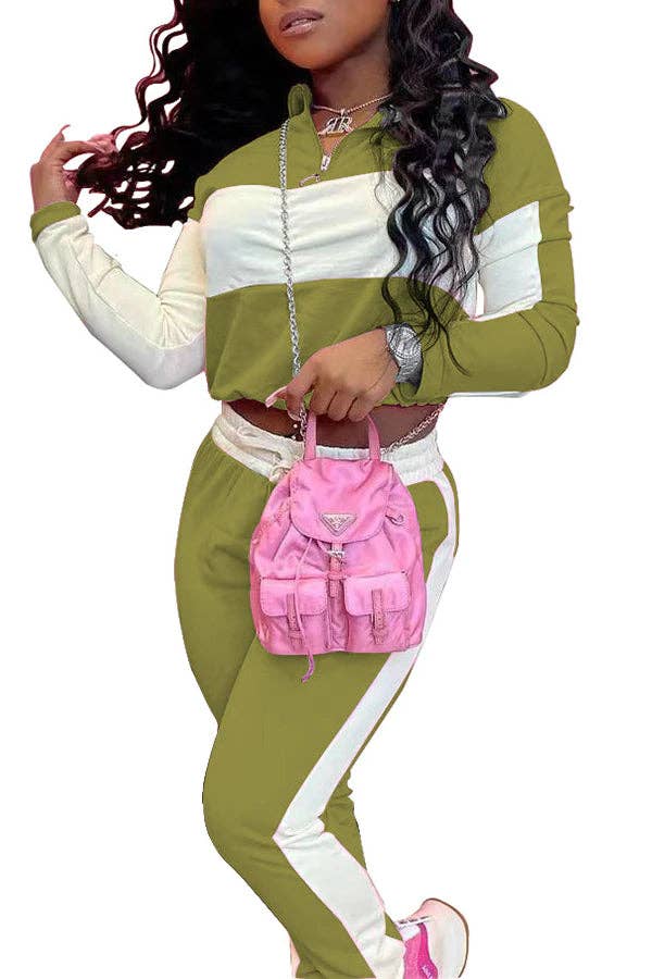 MB FASHION Two-Piece Color Block Tracksuit 6603R