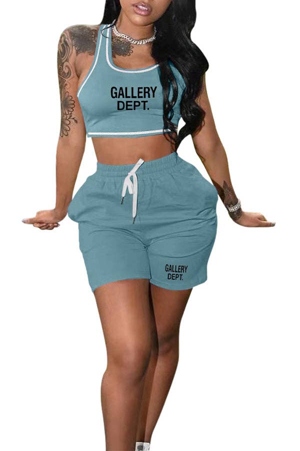MB FASHION O-NECK PRINTED SHORT SET 323LY