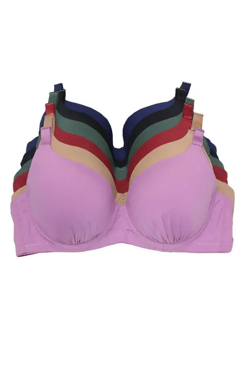 6 Pcs Assorted Colors B/C/D/DD/DDD/F Cup Full Coverage Bra