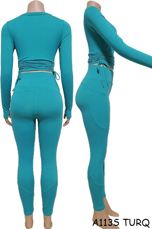 A113S SPORTS YOGA POCKET LEGGINGS TOPS SETS MIX SIZES 12PCS