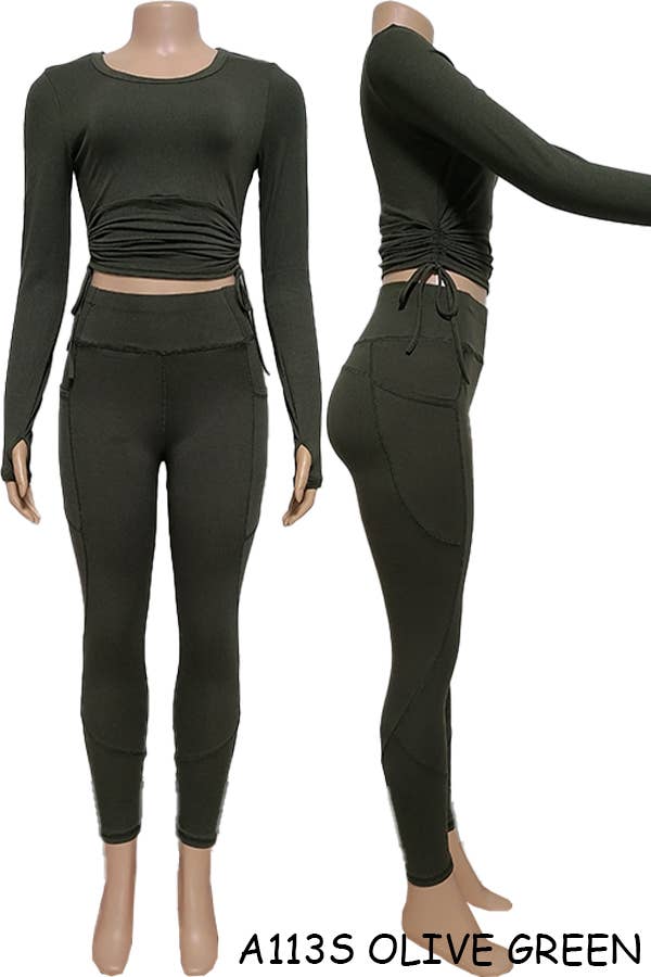 A113S SPORTS YOGA POCKET LEGGINGS TOPS SETS MIX SIZES 12PCS