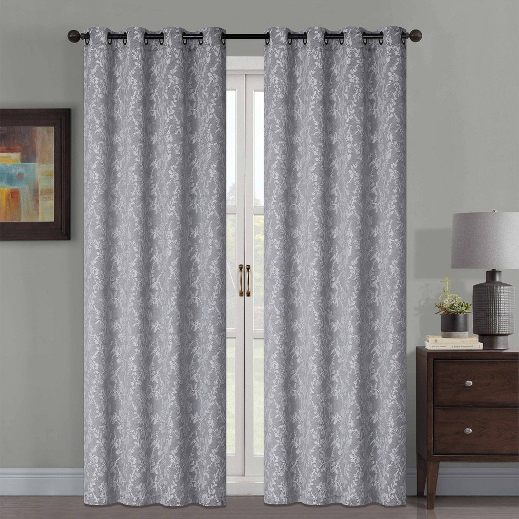 Jenner Jacquard Leaf Vines Grommet Window Panel, 54x84 Inches