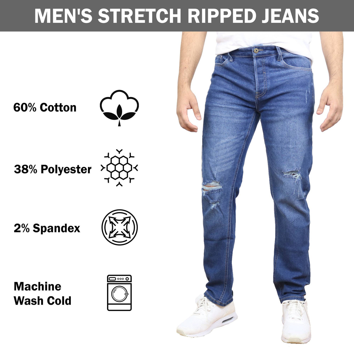Men's Stretch Ripped Jeans