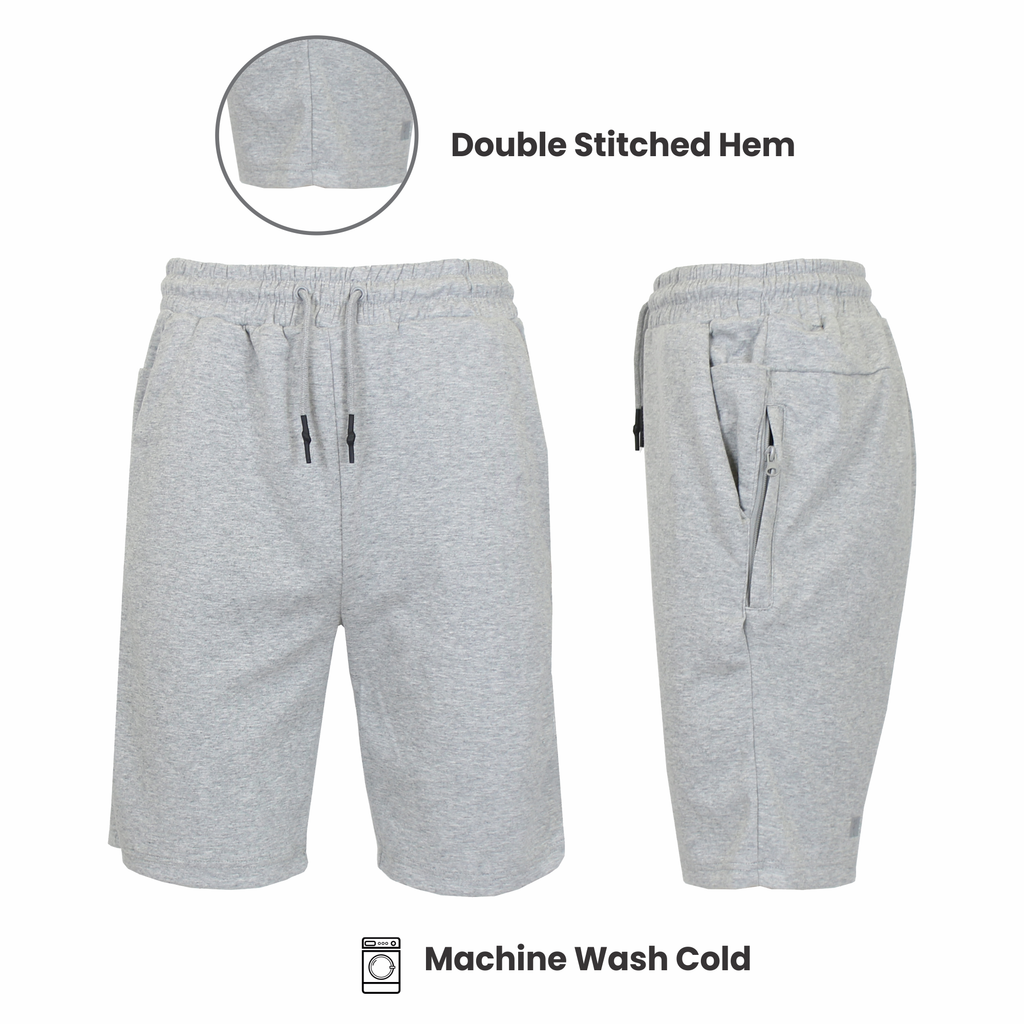 Men's Tech Fleece Jogger Lounge Shorts W Zip Pocket (S-5X)