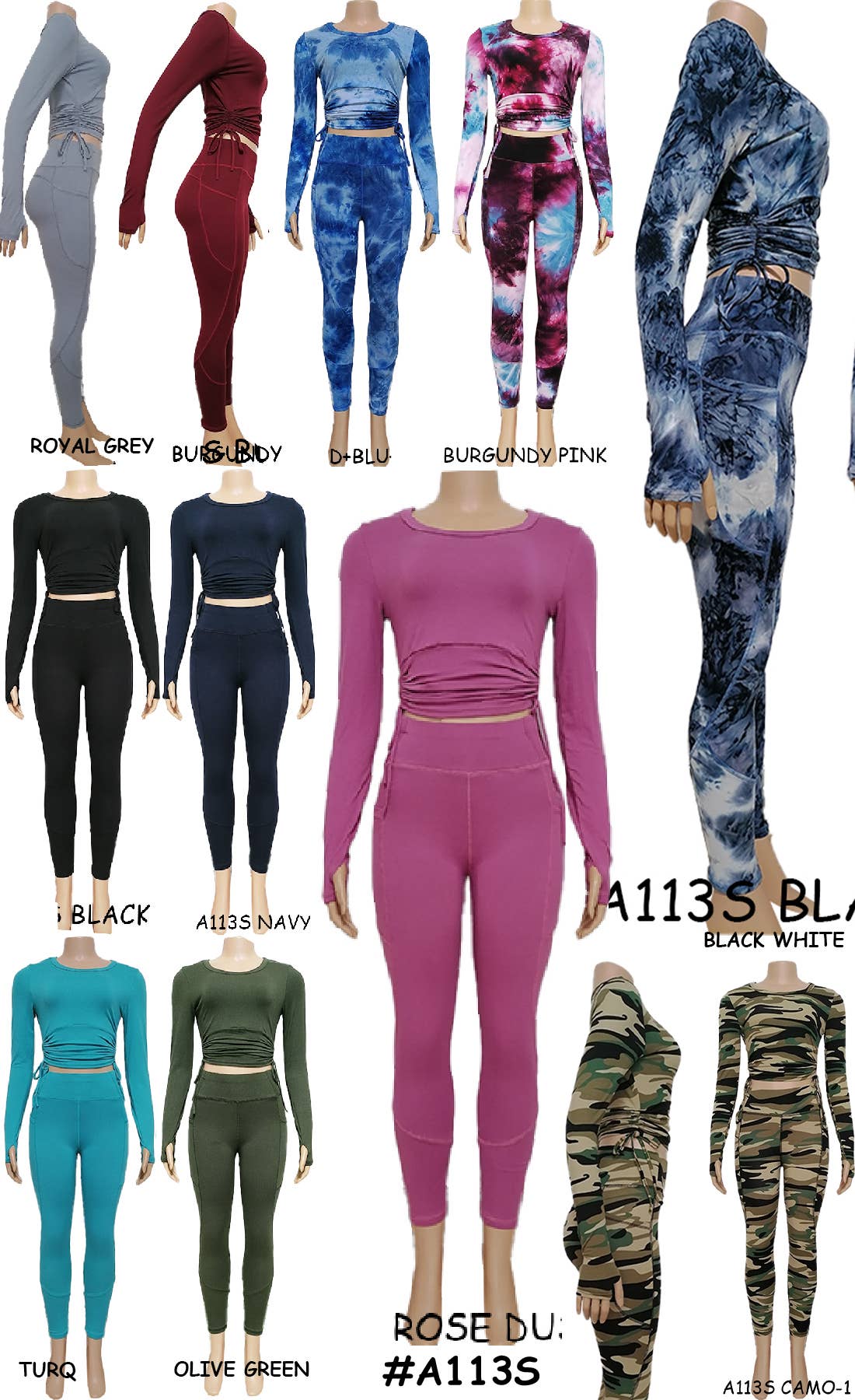 A113S SPORTS YOGA POCKET LEGGINGS TOPS SETS MIX SIZES 12PCS
