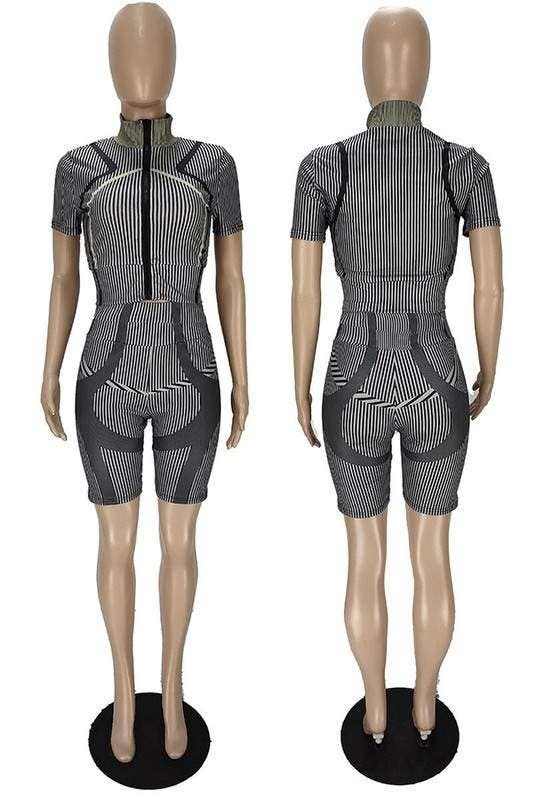 Strip graphic top and shorts set
