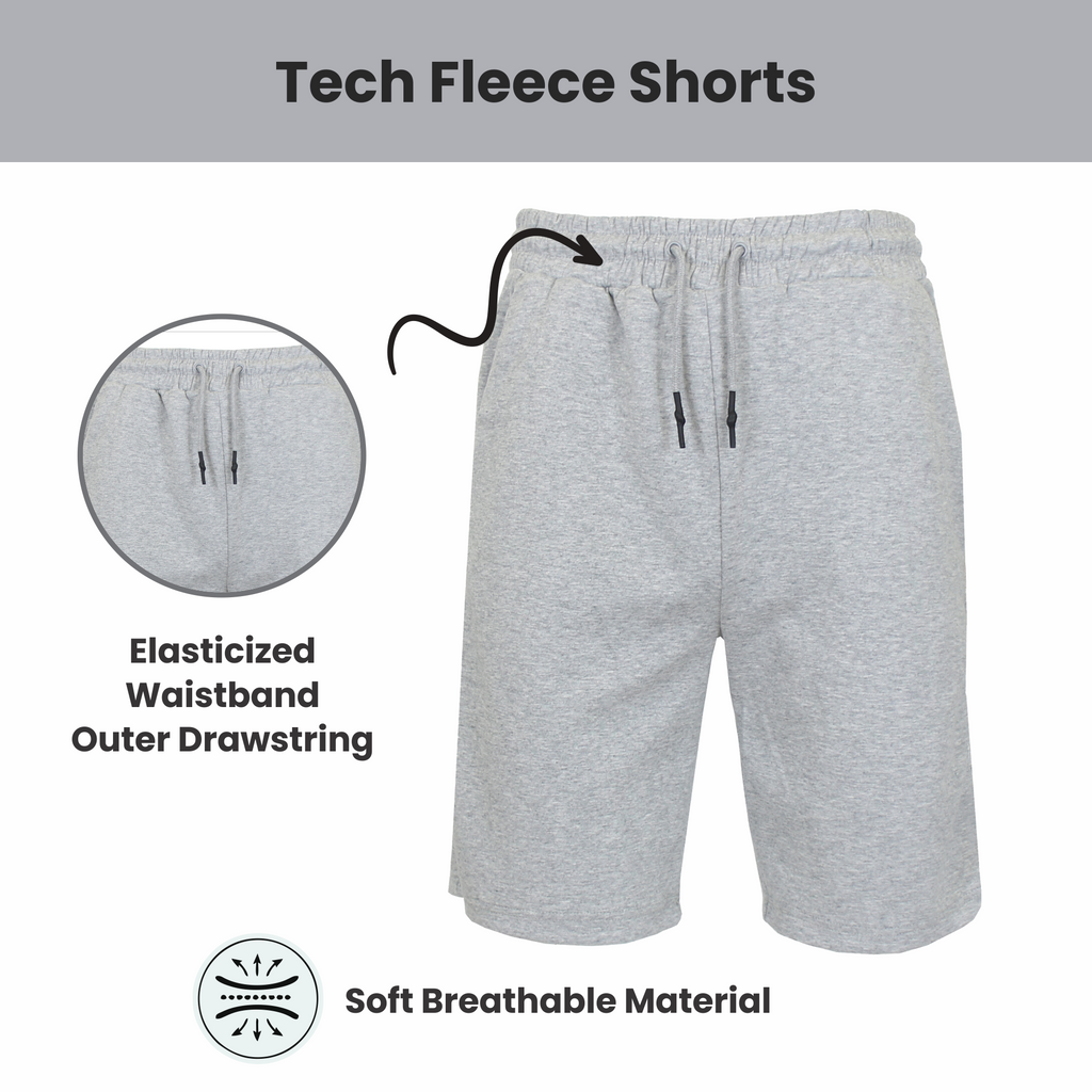 Men's Tech Fleece Jogger Lounge Shorts W Zip Pocket (S-5X)