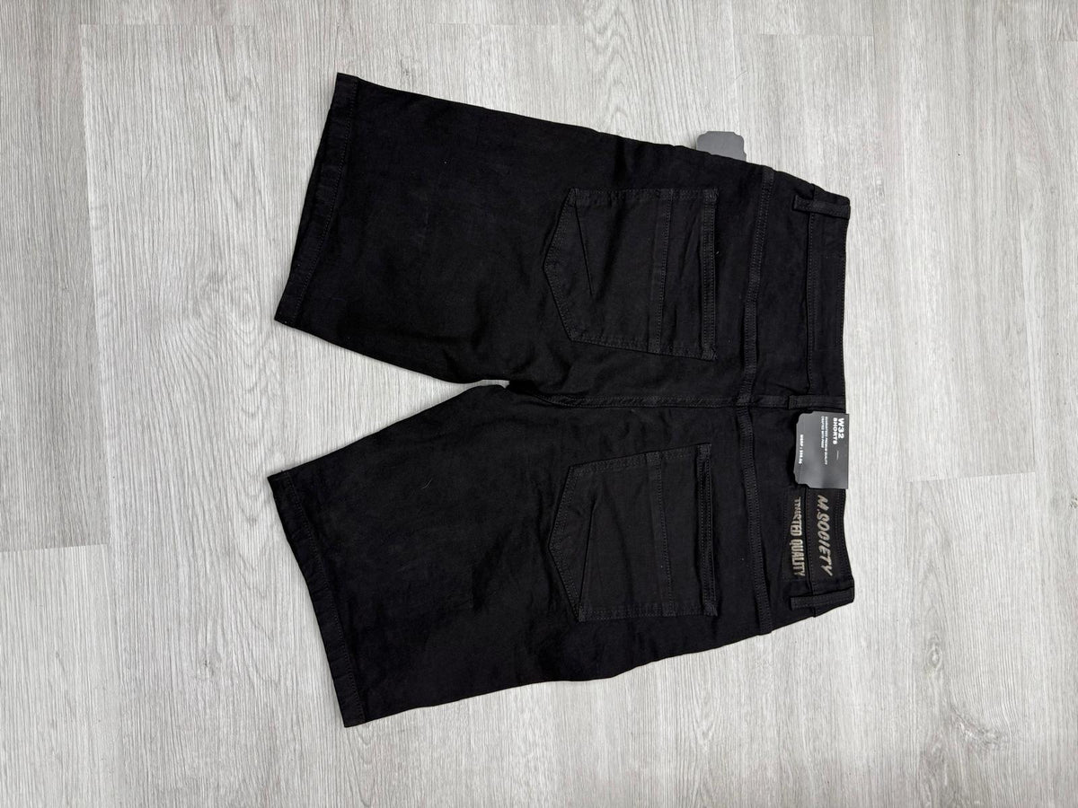 M.Society Jet Black Denim Shorts