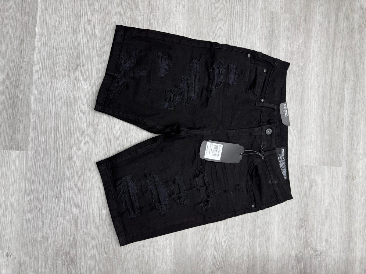 M.Society Jet Black Denim Shorts