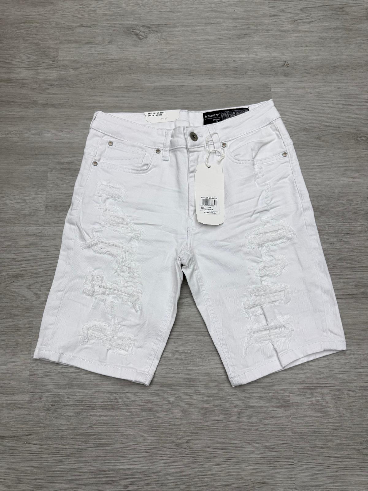 M.Society White Denim Shorts