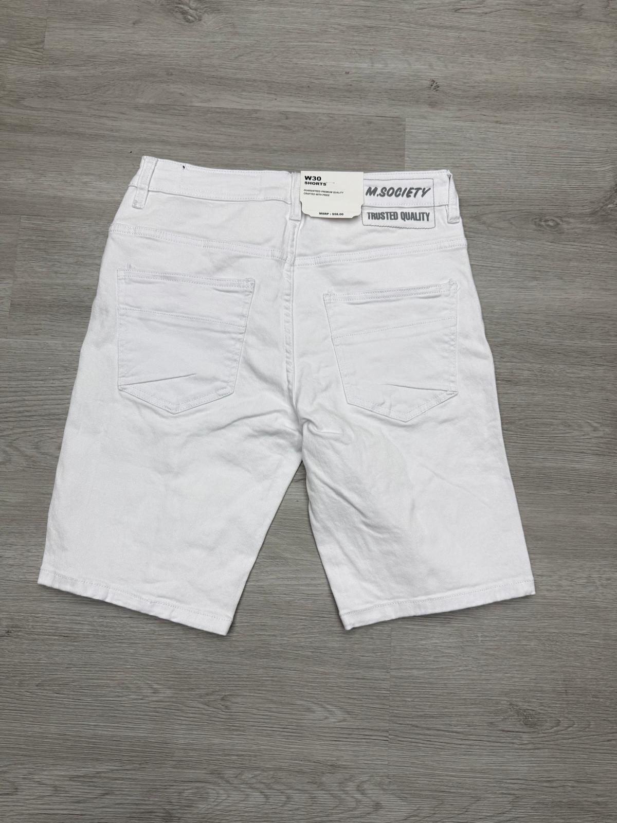 M.Society White Denim Shorts