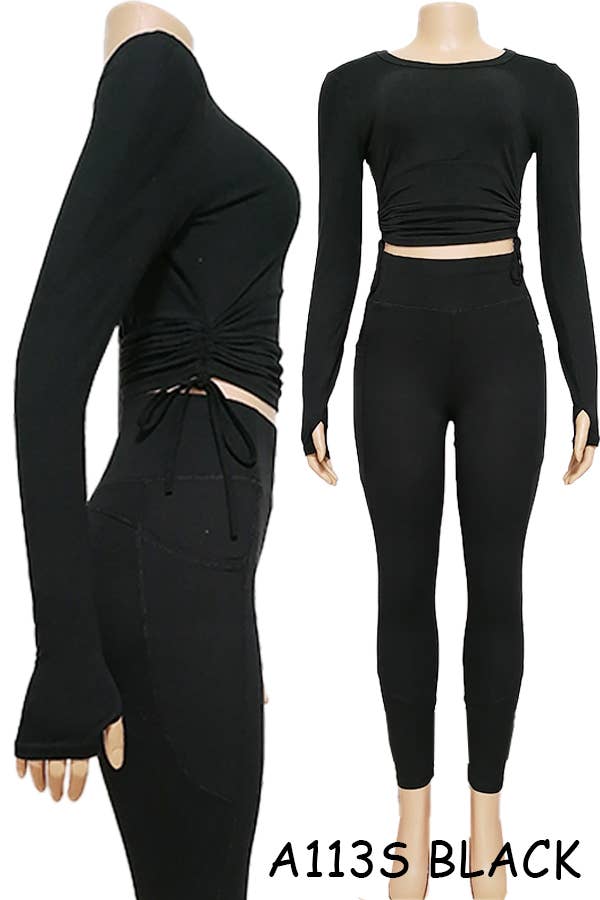 A113S SPORTS YOGA POCKET LEGGINGS TOPS SETS MIX SIZES 12PCS