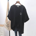 Women's Loose Smiley Embroidered Short Sleeve T-Shirt