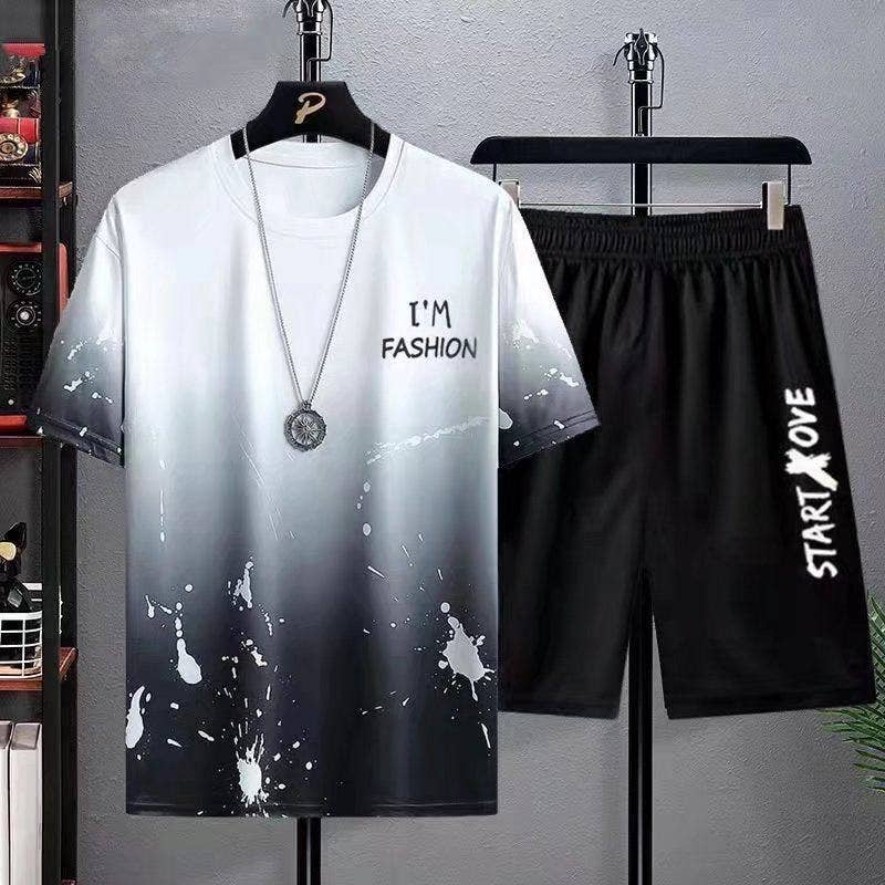 Men's Casual Sportswear Set  Summer Shorts Loose Fit T-Shirt