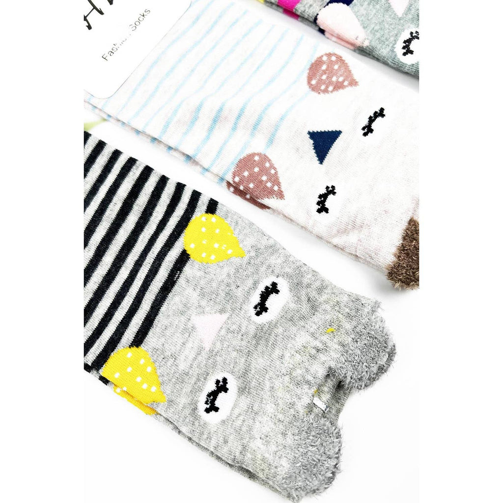 ANIMAL WITH STRIPES PRINT KIDS ANKLE SOCKS