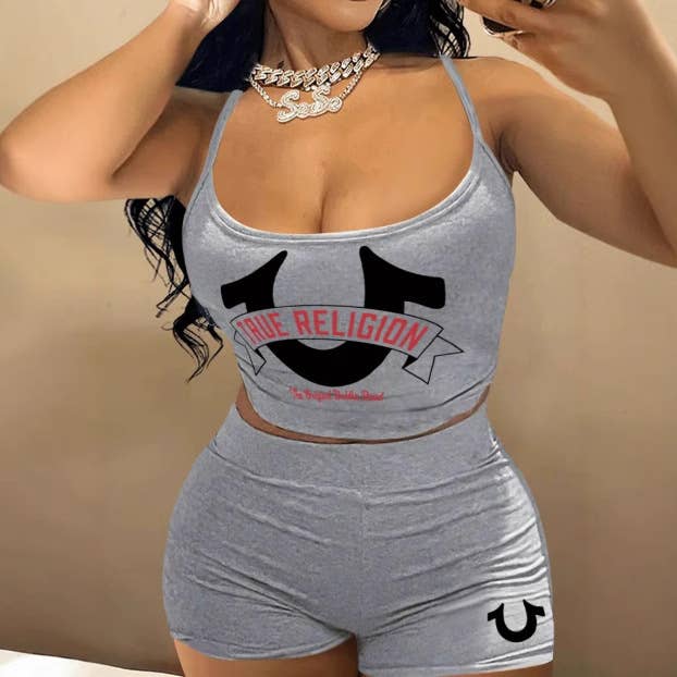 Dark Sexy Print Sling Vest Shorts Set