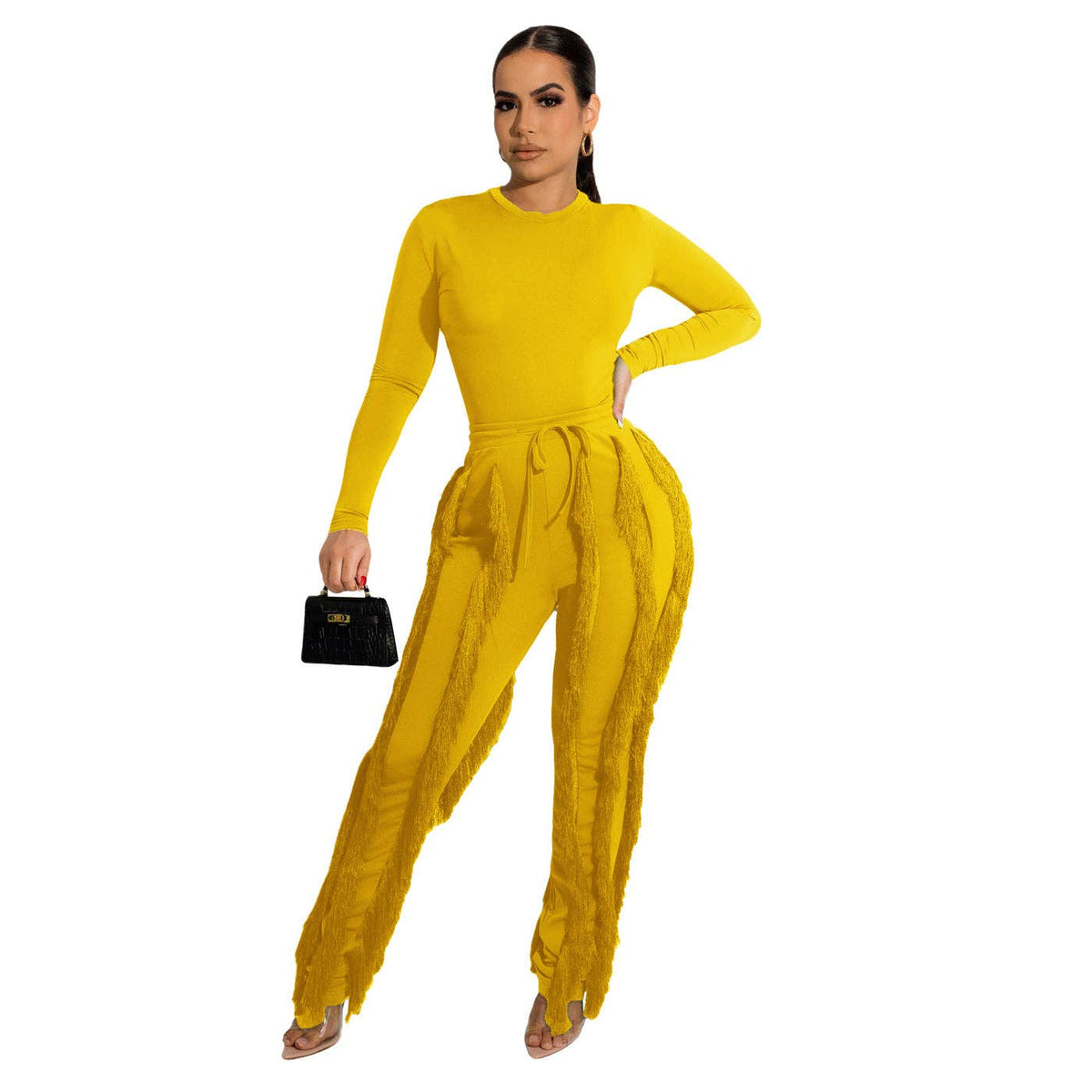 MB FASHION Long-Sleeve Fringe Top and Pants Set 223LY