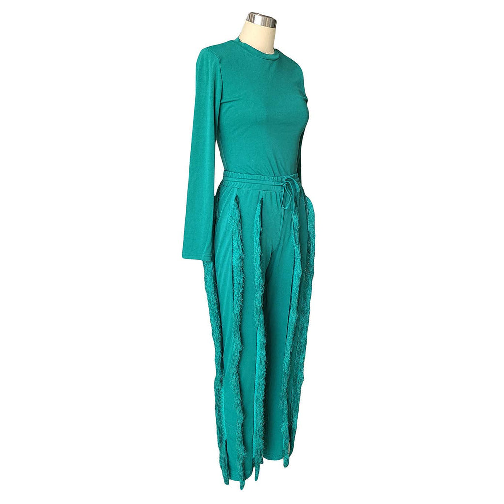 MB FASHION Long-Sleeve Fringe Top and Pants Set 223LY