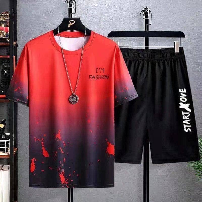 Men's Casual Sportswear Set  Summer Shorts Loose Fit T-Shirt
