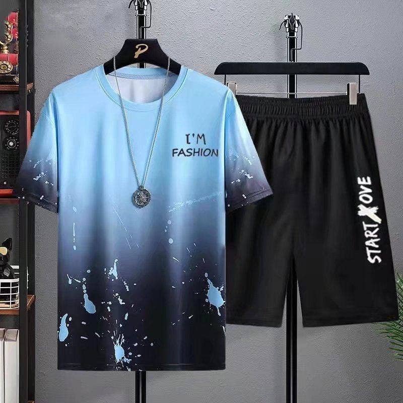 Men's Casual Sportswear Set  Summer Shorts Loose Fit T-Shirt
